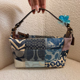 Rare Denim Coach Patchwork Signature Top Handle Pochette