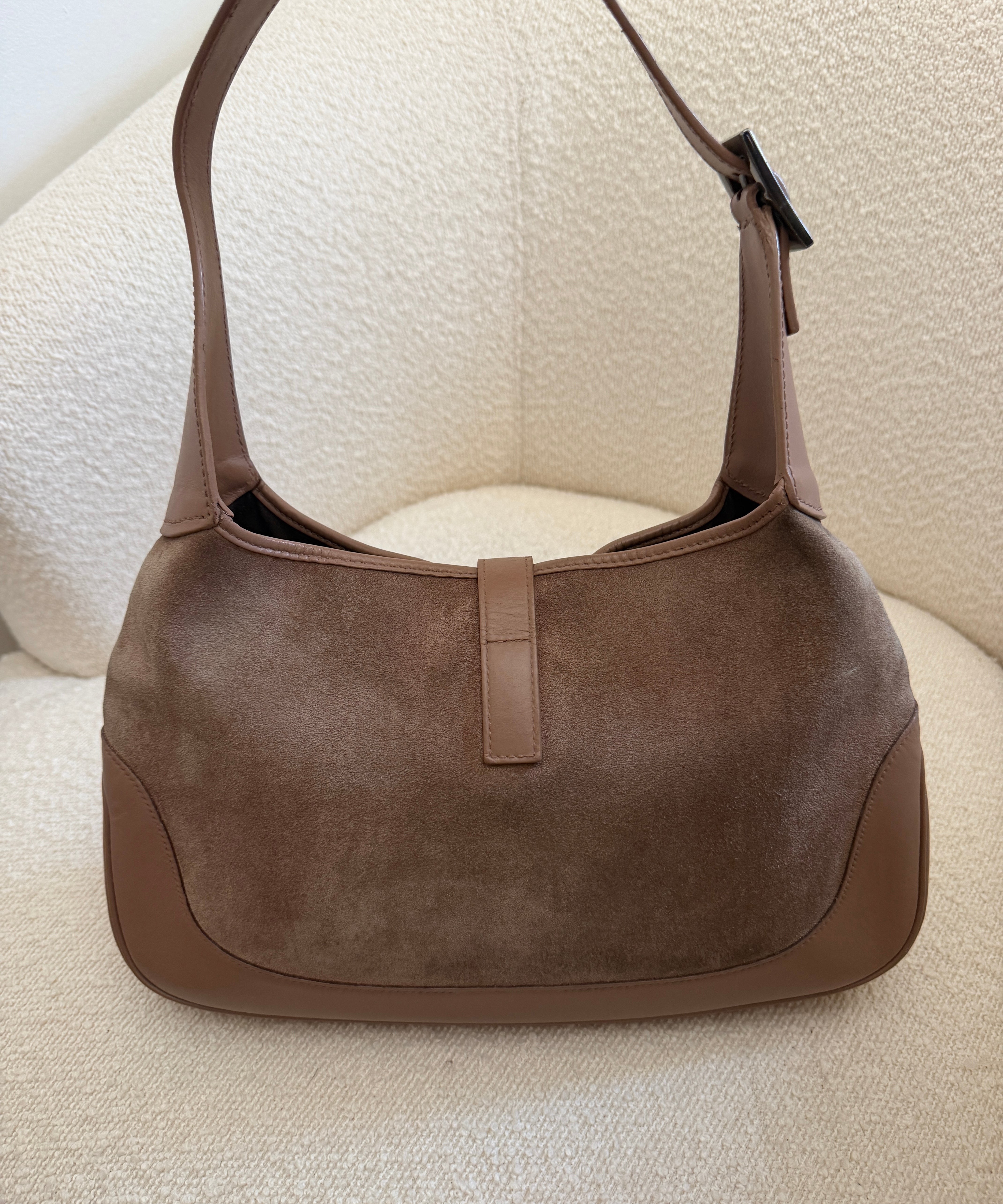 Taupe Suede Gucci Jackie Shoulder Bag