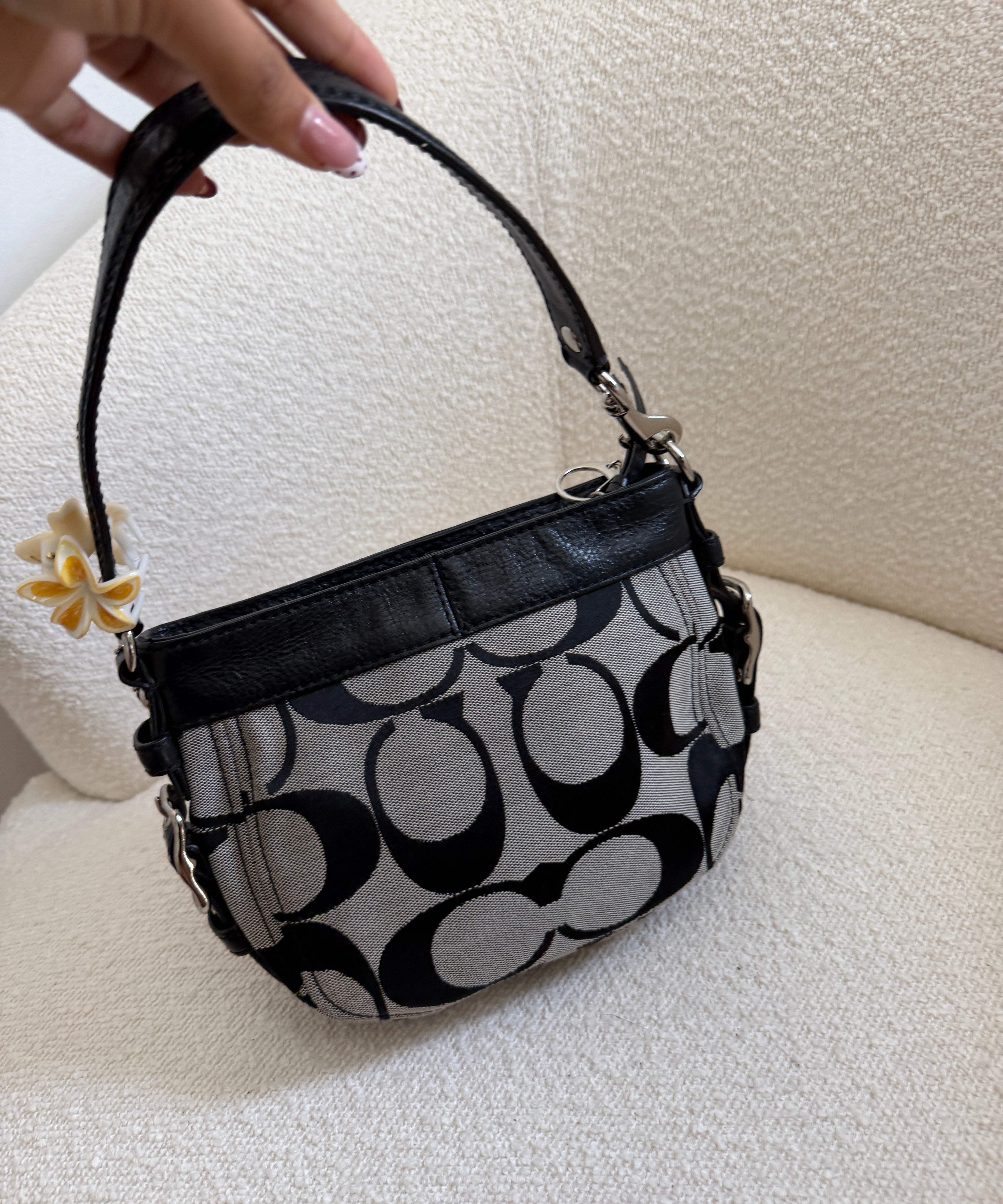 Grey Signature Coach Mini Zoe Bag
