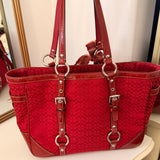 Red Coach Signature Tote Bag