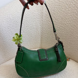 Rare Coach Green Leather Demi Hamptons Buckle Bag