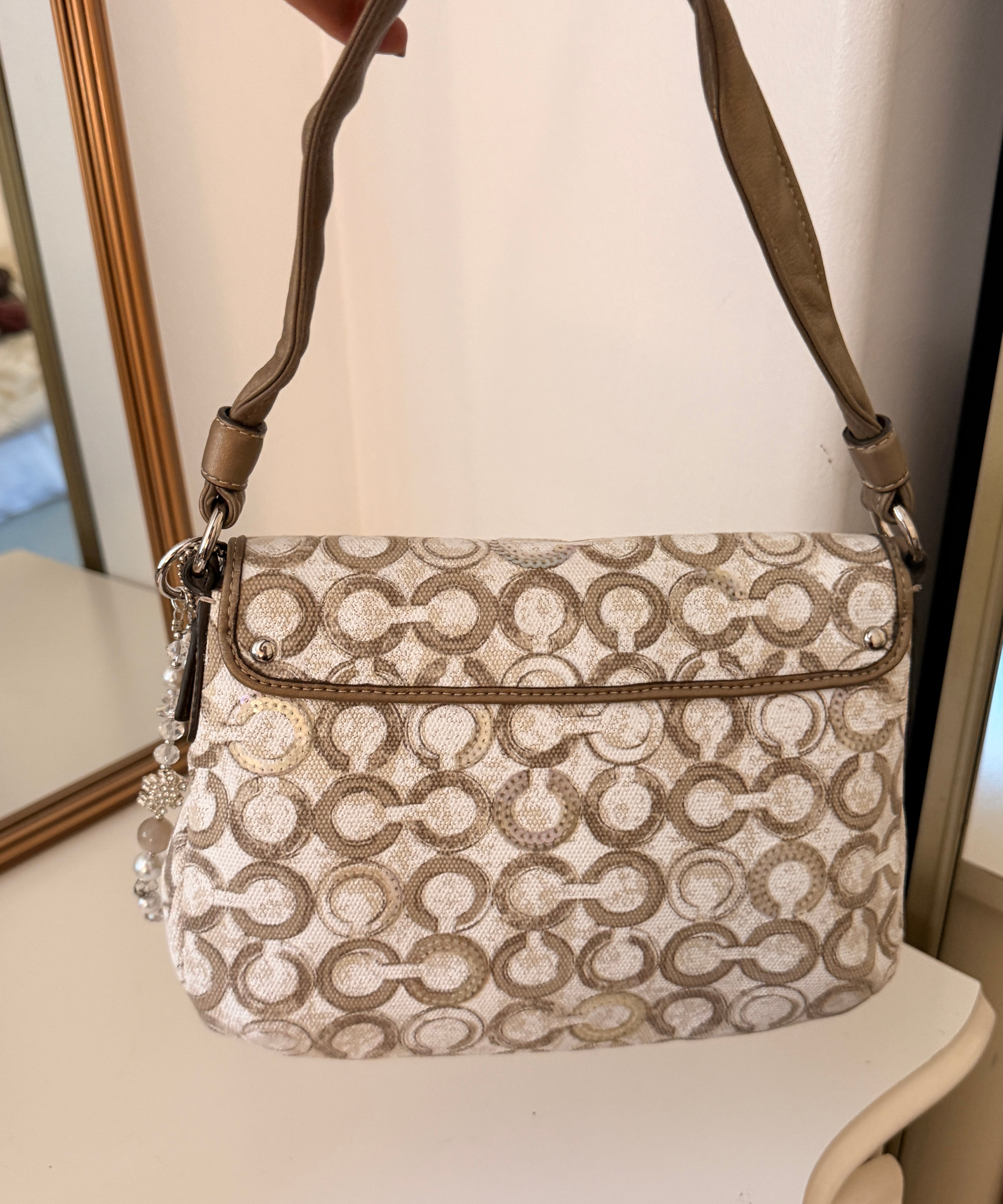 Coach Khaki Mini Kristen Leather  Bag