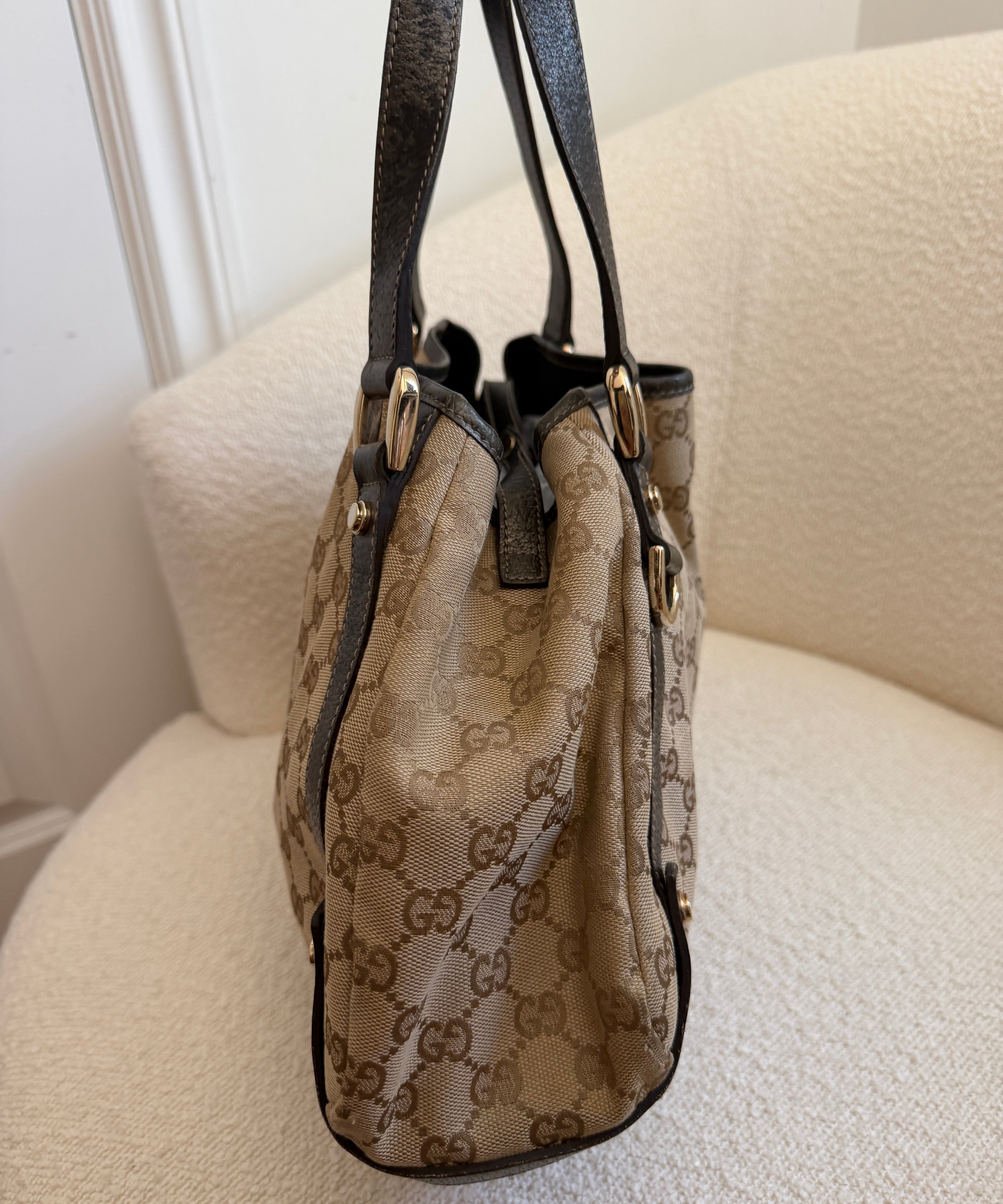 Brown GG Gucci Canvas Tote Bag