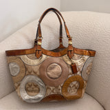 Coach Gold Op Art Patchwork Tote Bag