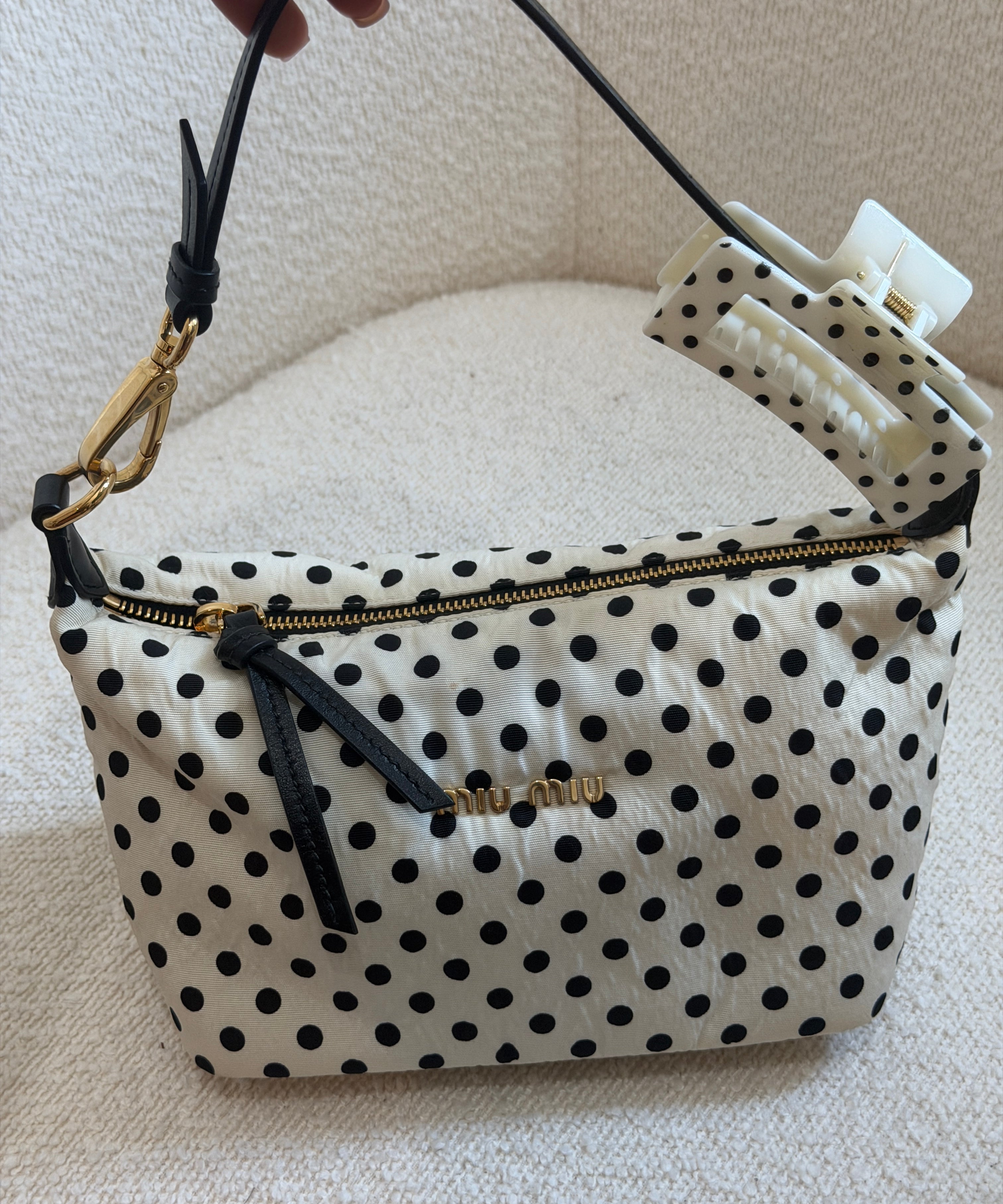 Rare White Miu Miu Polka Dot Spirit Mini Bag