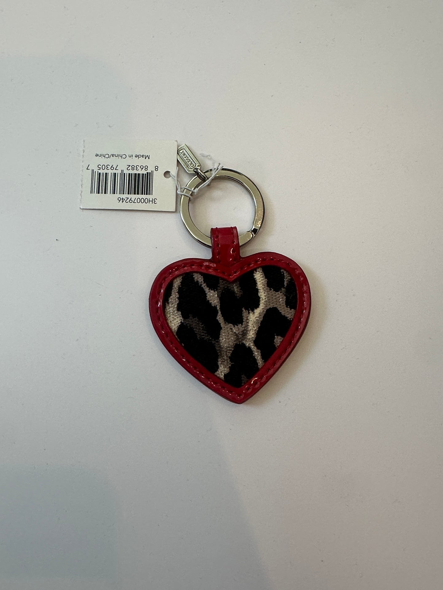 Coach Leopard Print Heart Mirror Keychain