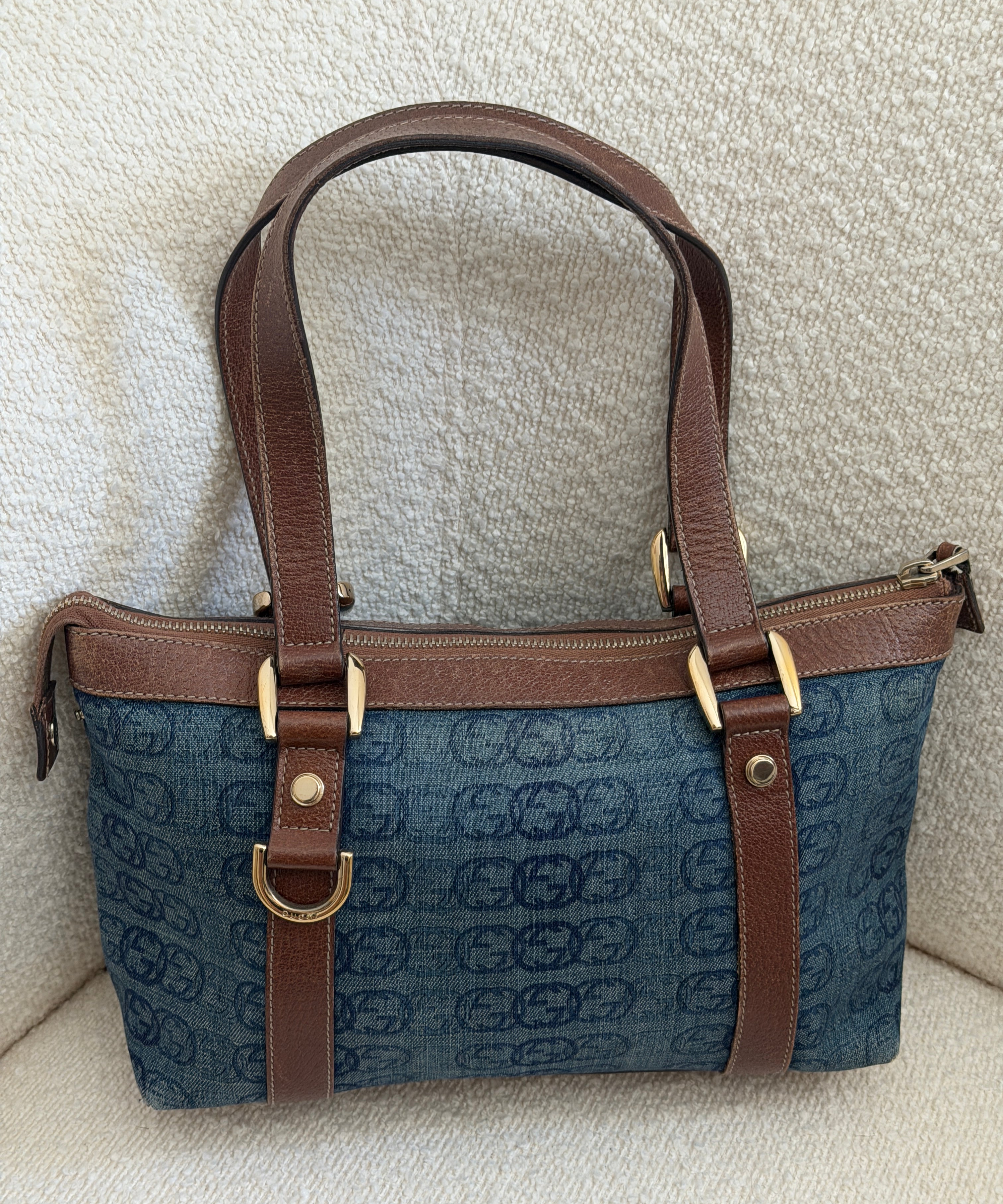 Rare Denim Gucci Abbey Mini Tote Bag