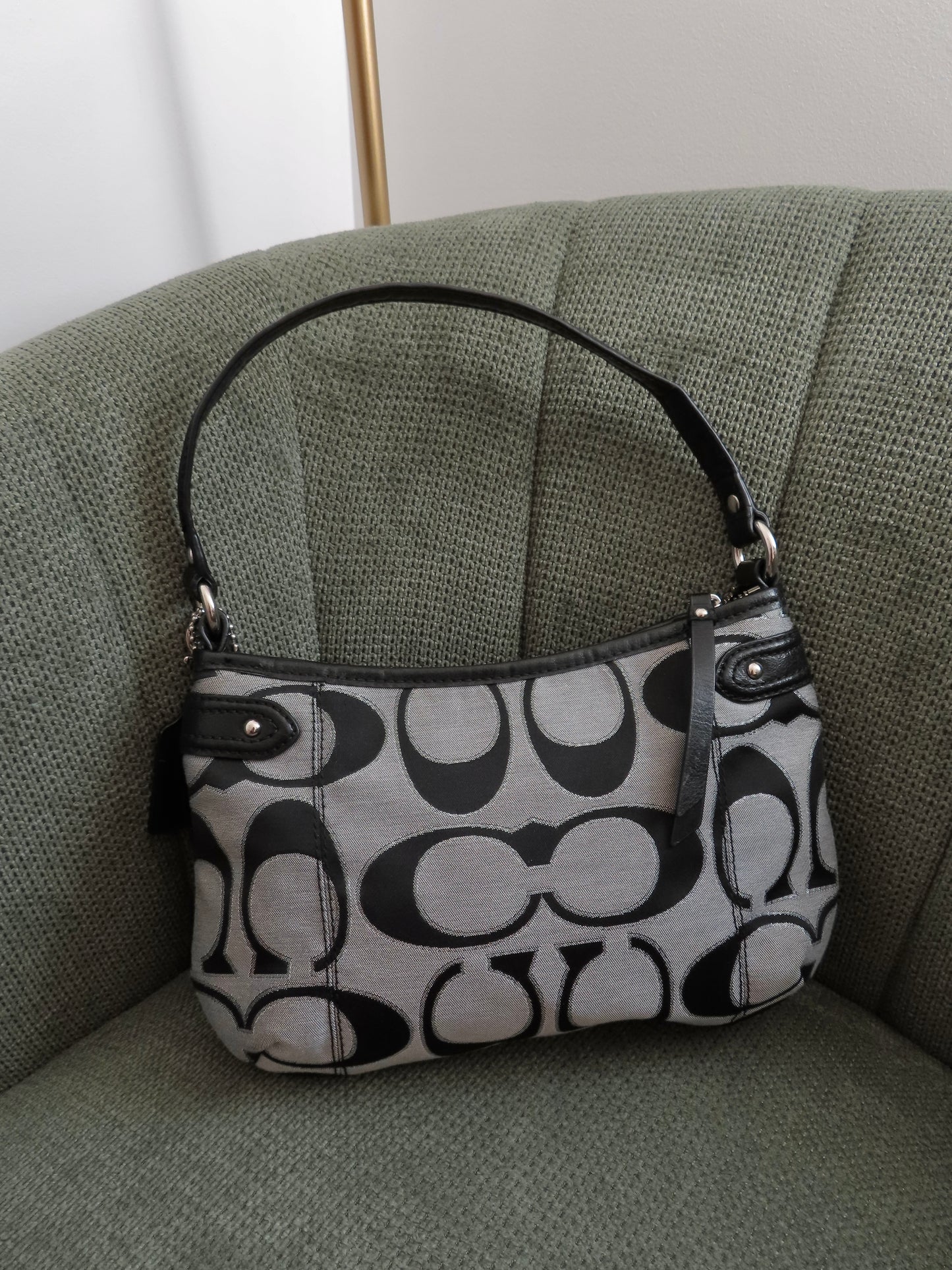 Coach Grey Poppy Signature Shoulder Bag