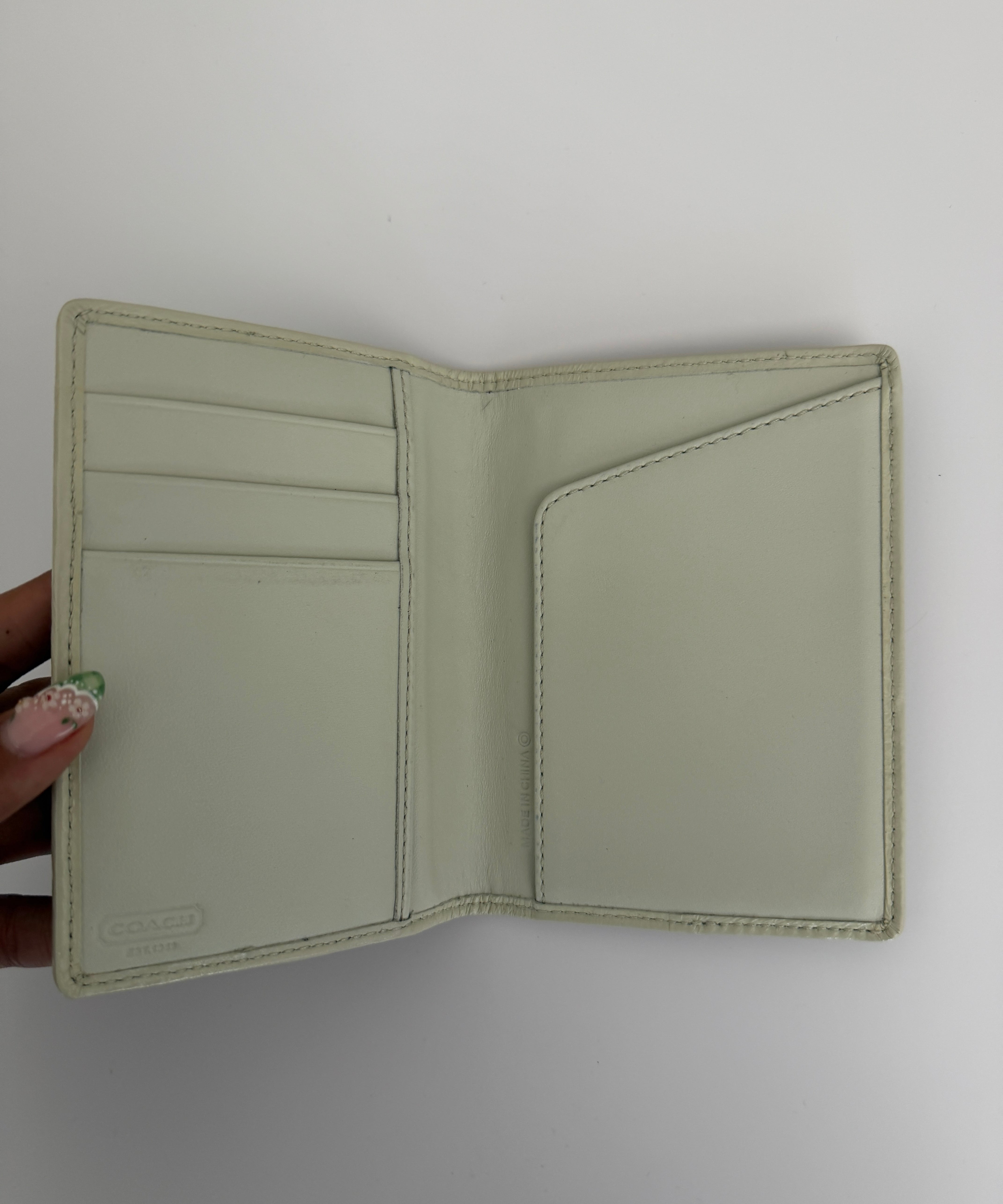 Lime Green Coach Monogram Passport Holder
