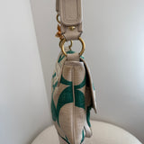 Coach Teal Canvas Ali Legacy Turnlock Bag