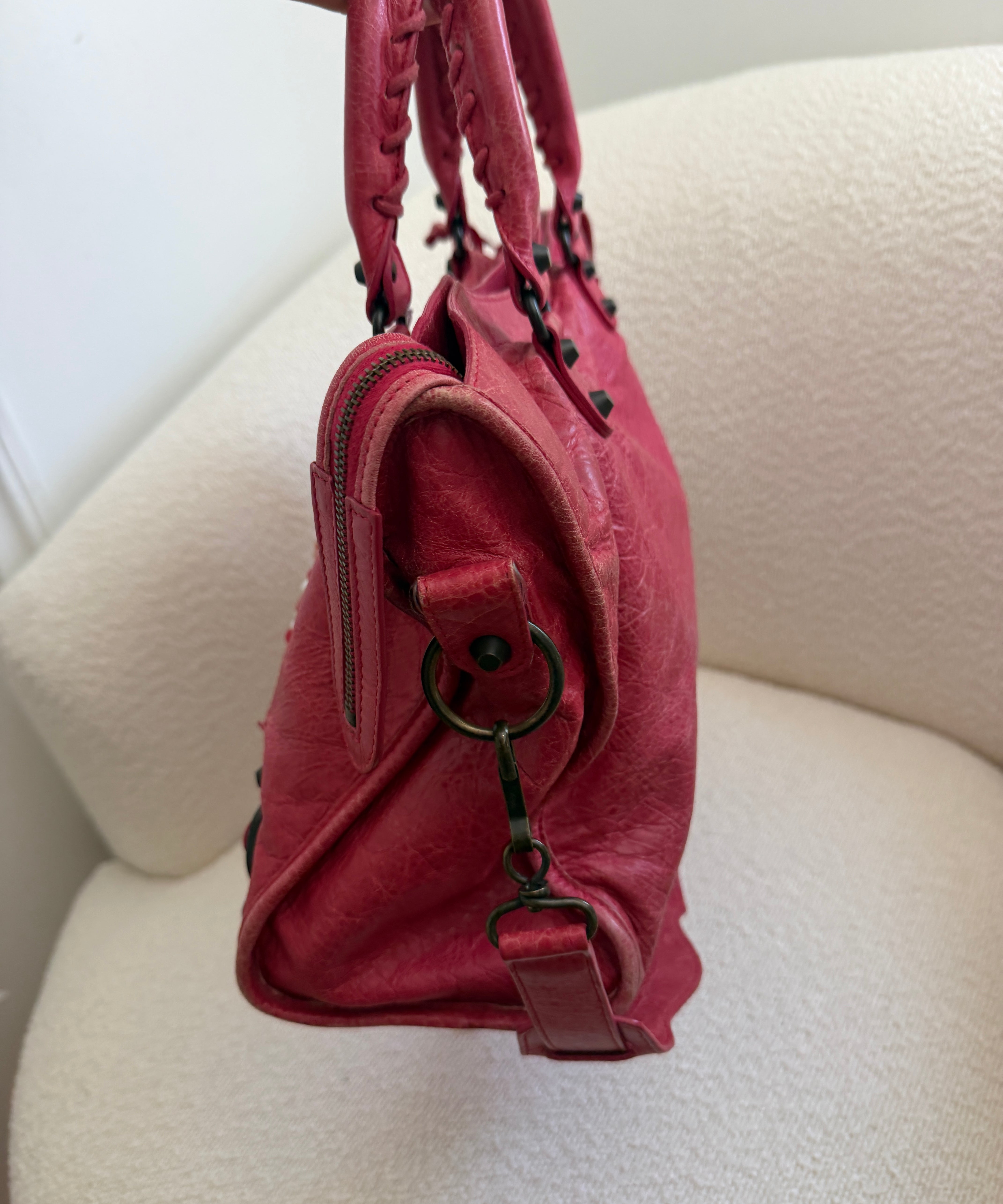 Red Balenciaga MotoCross City Bag