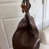 Brown Leather Coach Garnett Turnlock Bag