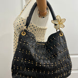 Miu Miu Black Studded Quilted Hobo Bag