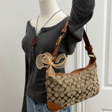 Coach Brown Monogram Shoulder Bag with Brass Hardware