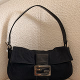 Fendi Black Baguette Cloth Shoulder Bag