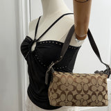 Brown Coach Signature Demi Shoulder Bag