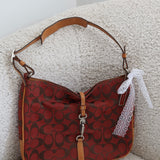 Coach Red Monogram Hamptons Clip Bag
