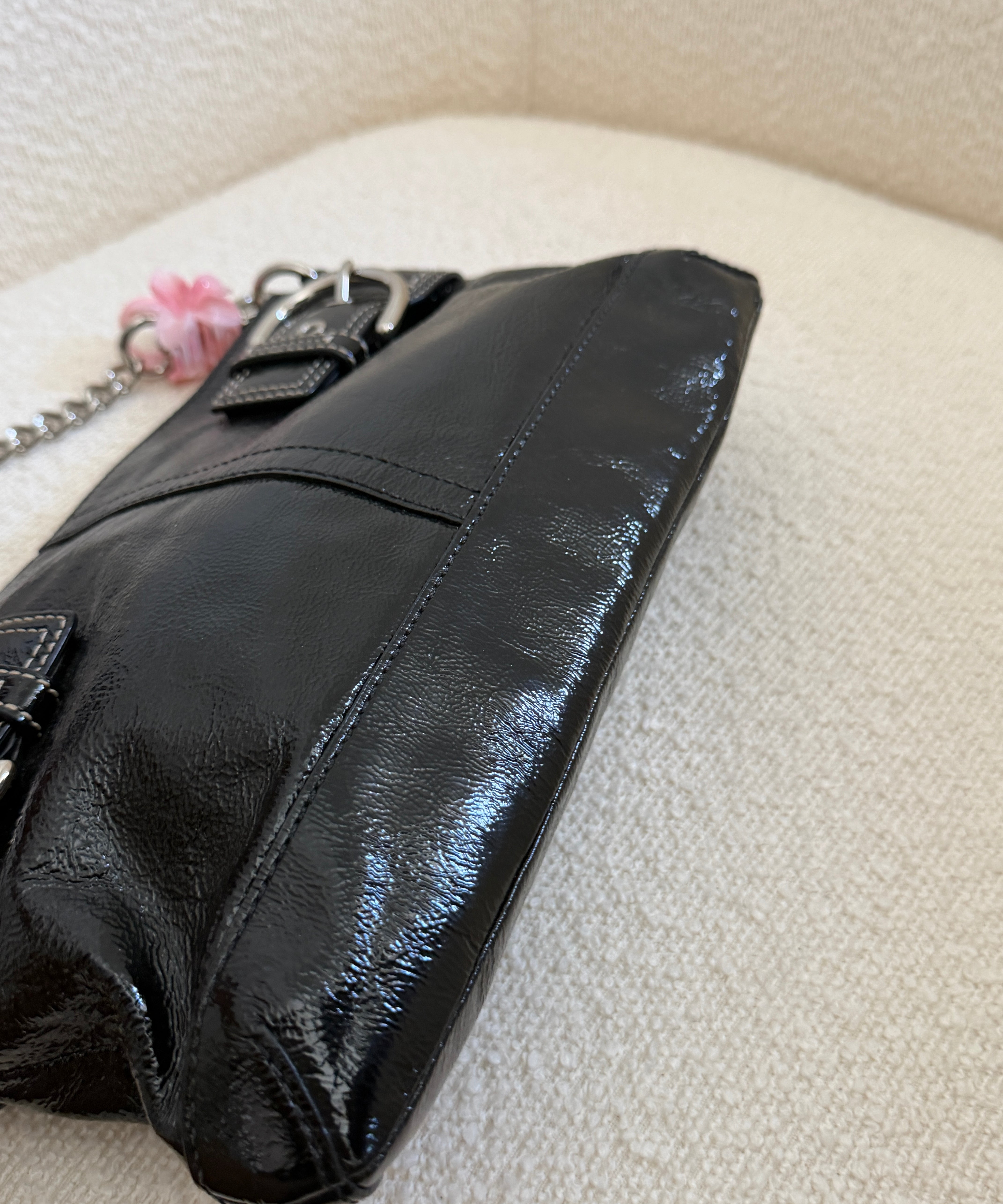 Coach Patent Black East West Shoulder Bag