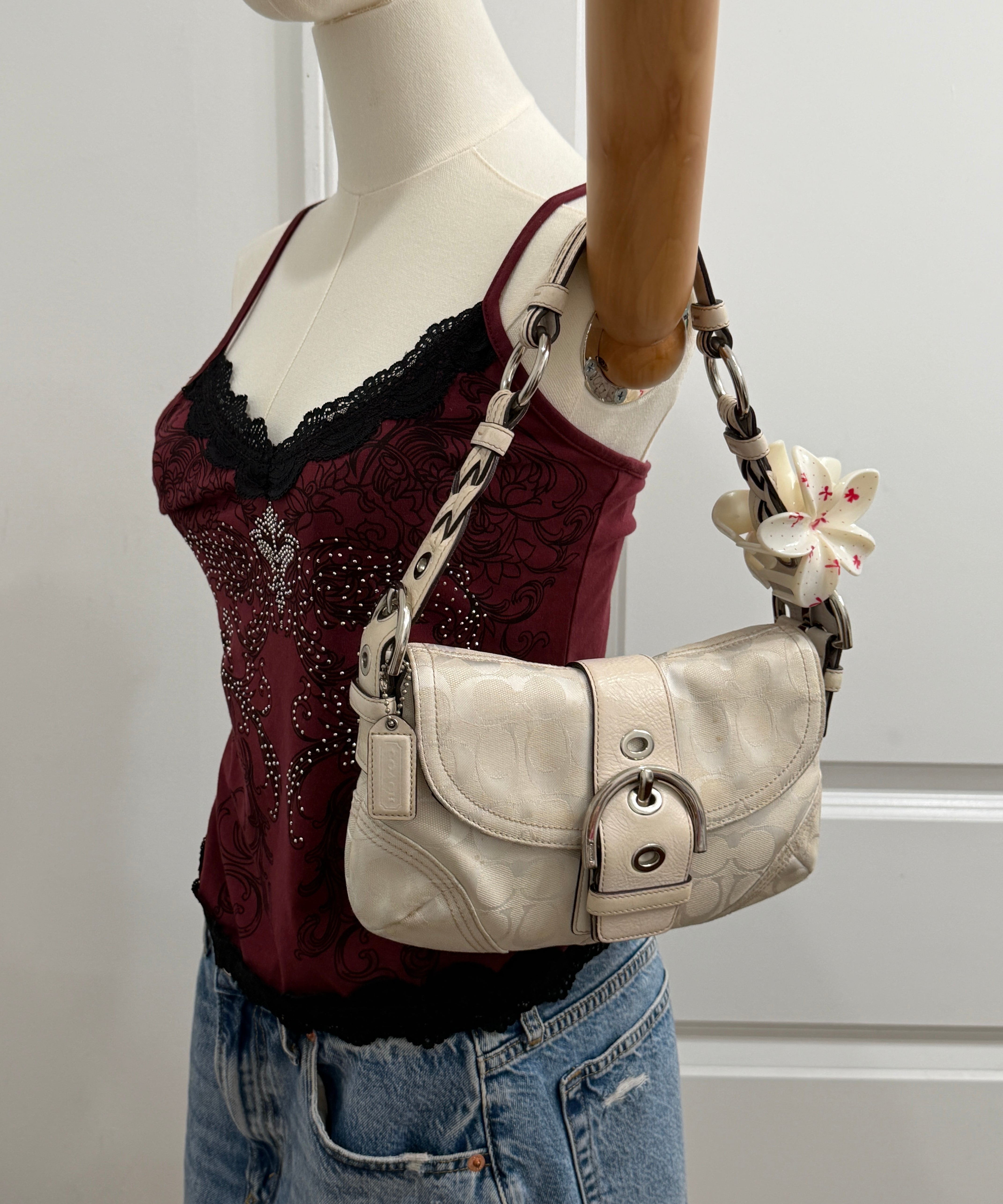 Coach White Canvas Mini Soho Bag