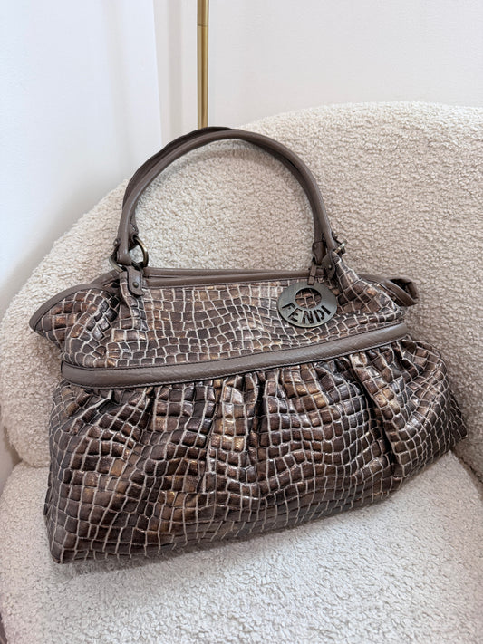 Bronze Fendi Chef XL Travel Bag