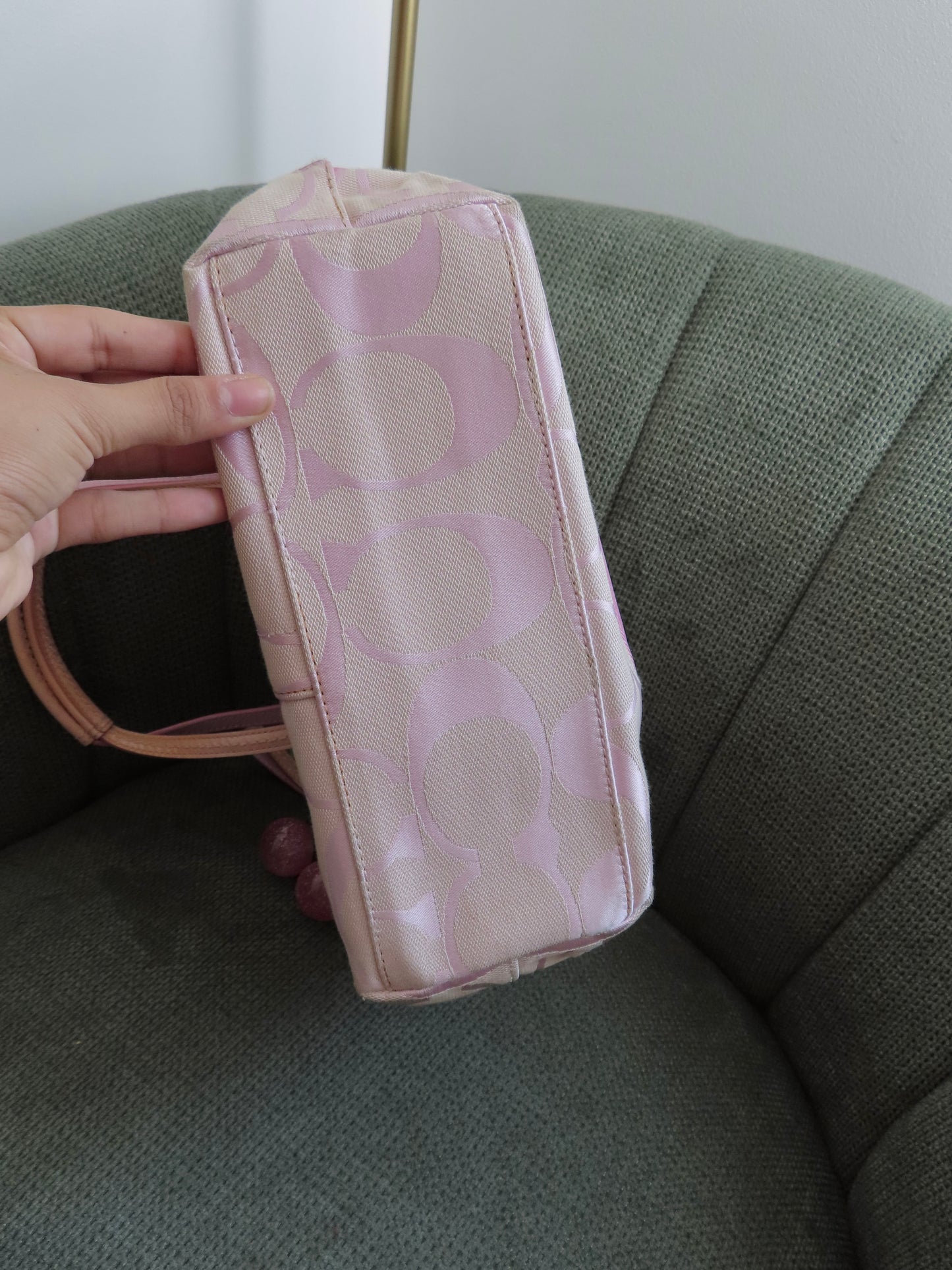 Coach Pink Monogram Stripe Tote Bag