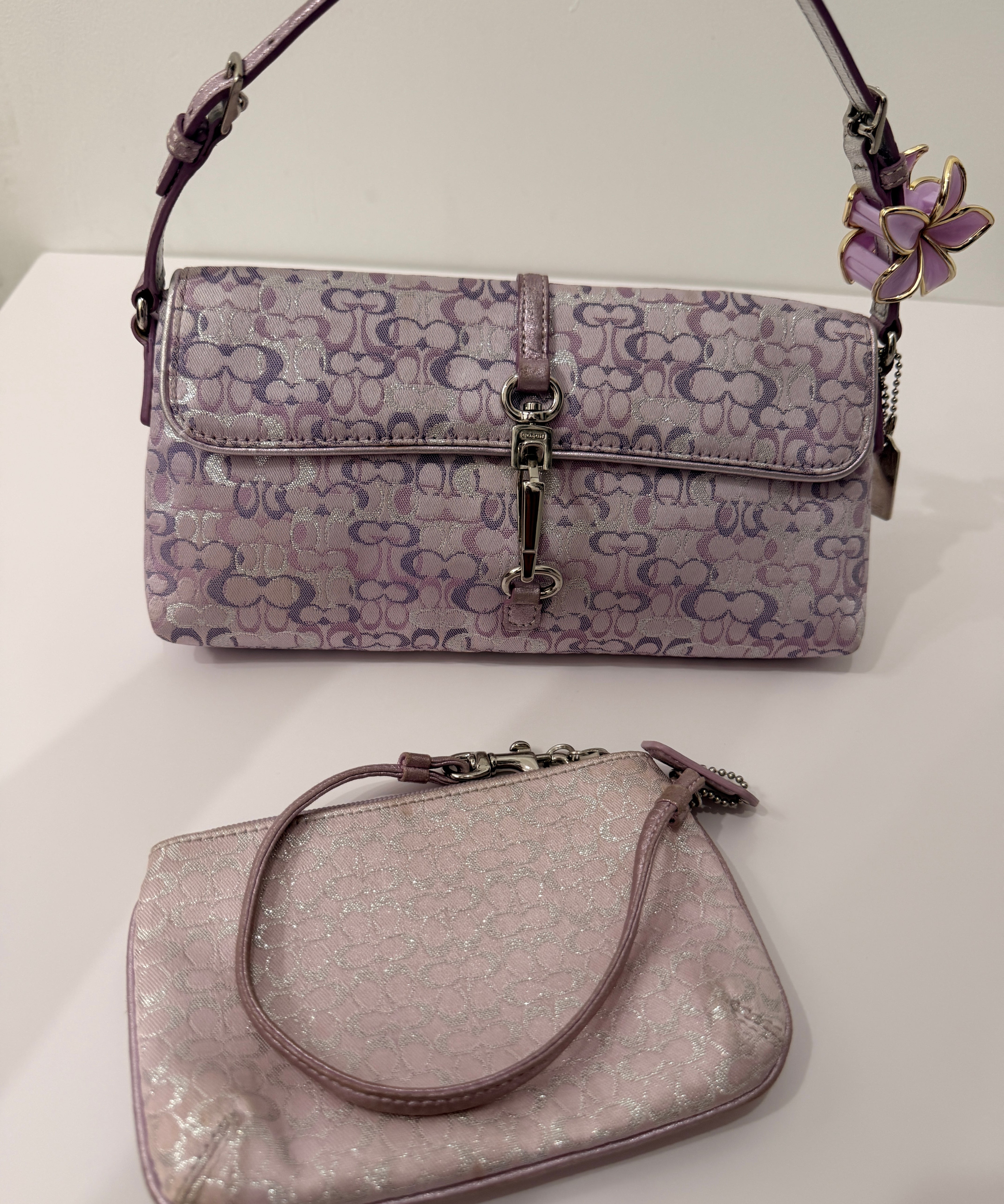 Coach Lilac Purple Optic Lurex Shoulder Bag Set