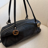 Black Leather Gucci Bowler Shoulder Bag