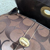 Coach Brown Signature Turnlock Ergo Flap Bag