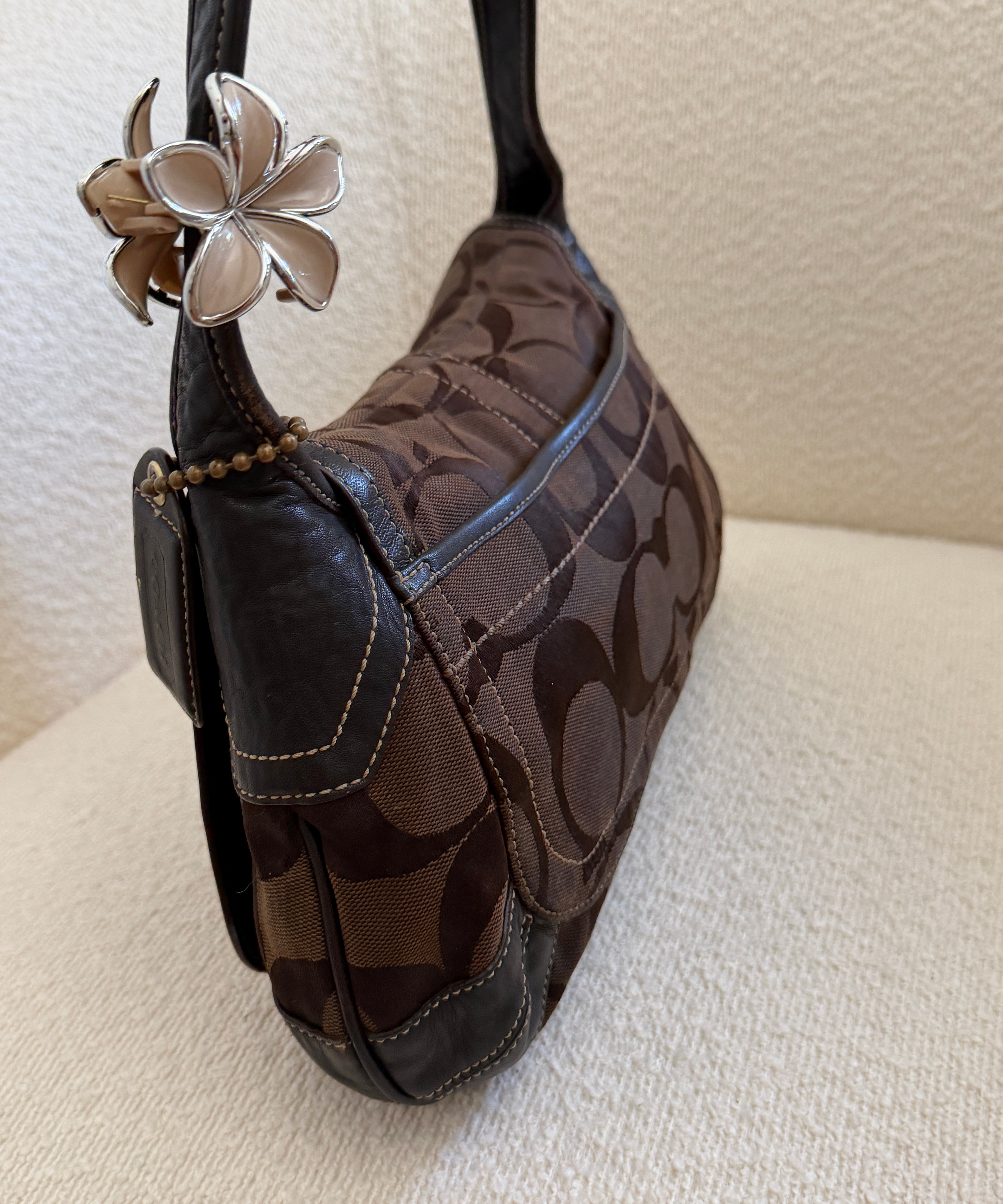 Coach Brown Signature Turnlock Ergo Flap Bag