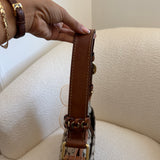 Coach Brown Monogram Shoulder Bag with Brass Hardware