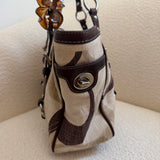 Cream Coach Signature Optic Cotton Tote Bag