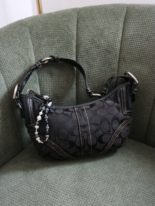 Coach Black Canvas Mini Hobo Bag