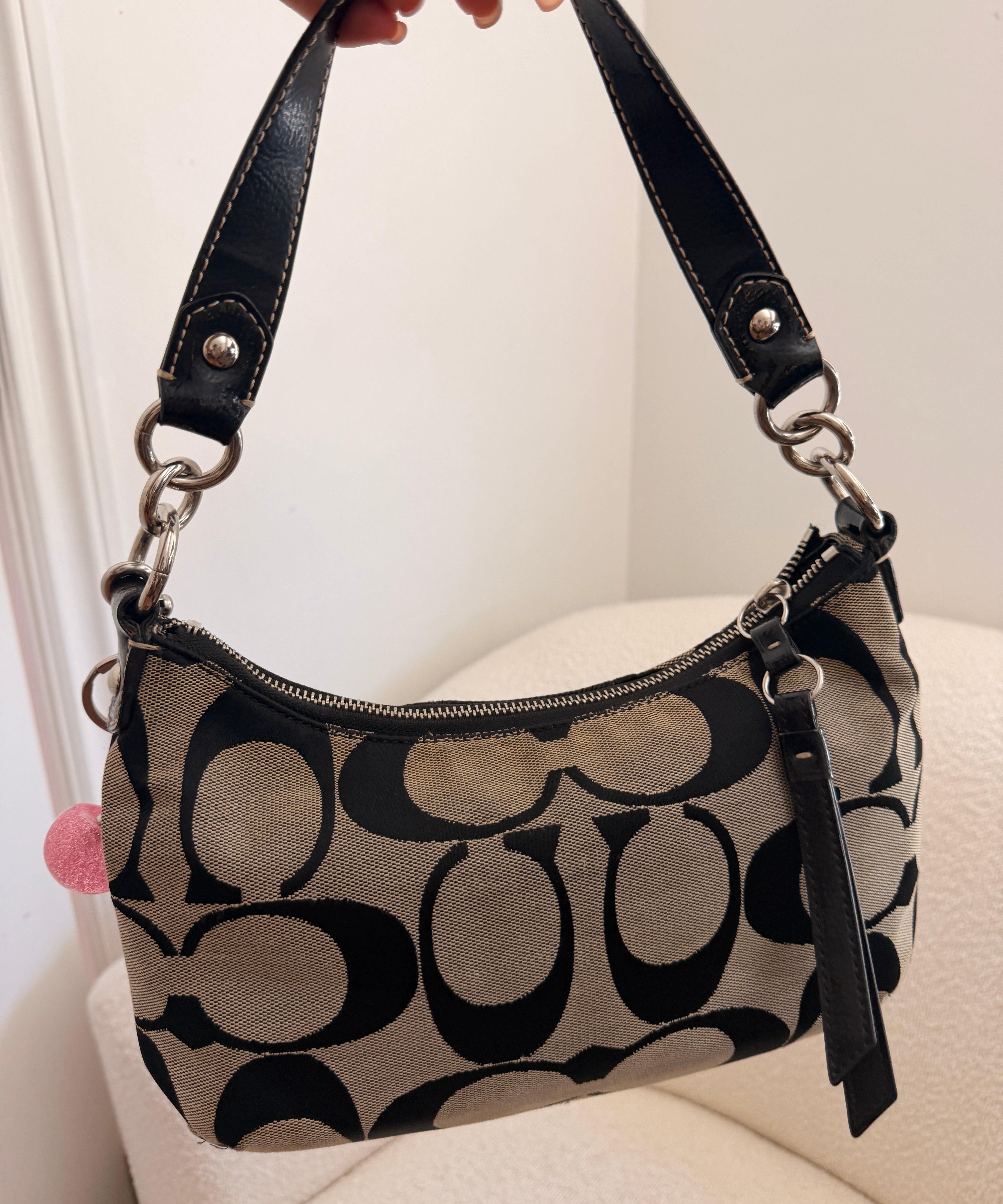 Coach Black Stripe Mini Signature Shoulder Bag