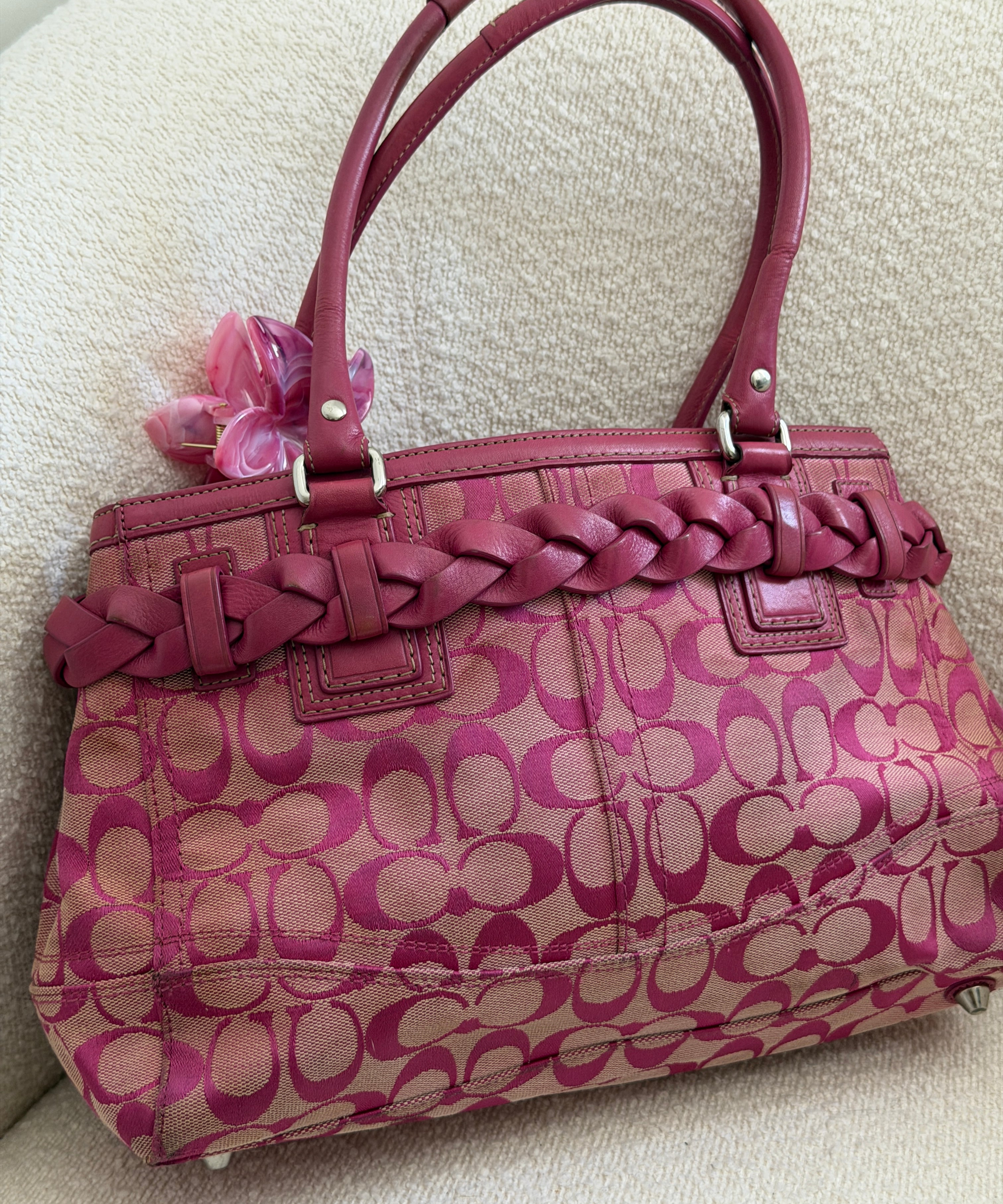 Coach Pink Signature Hamptons Carry-All Bag