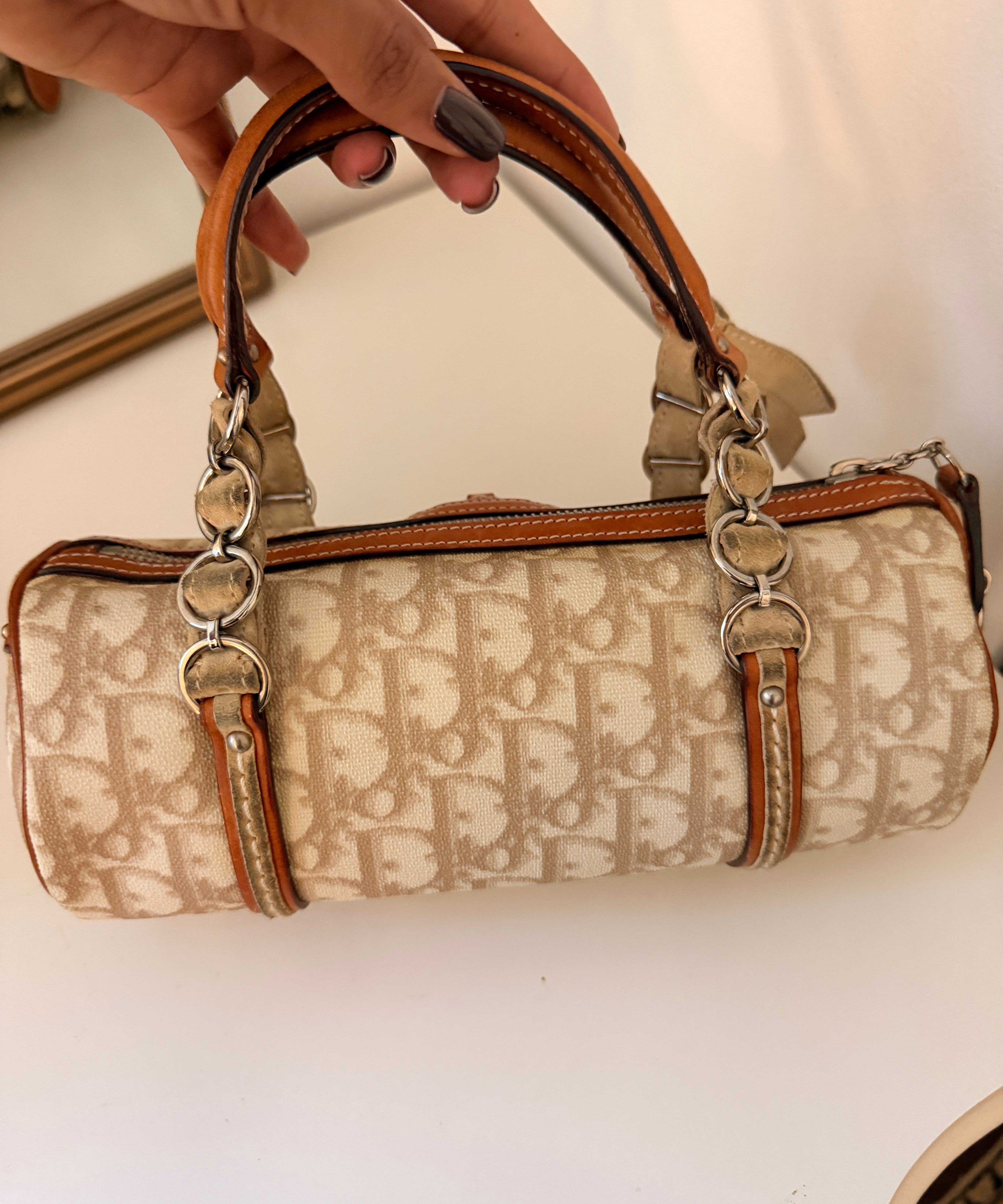 White Dior Romantique Mini Barrel Bag