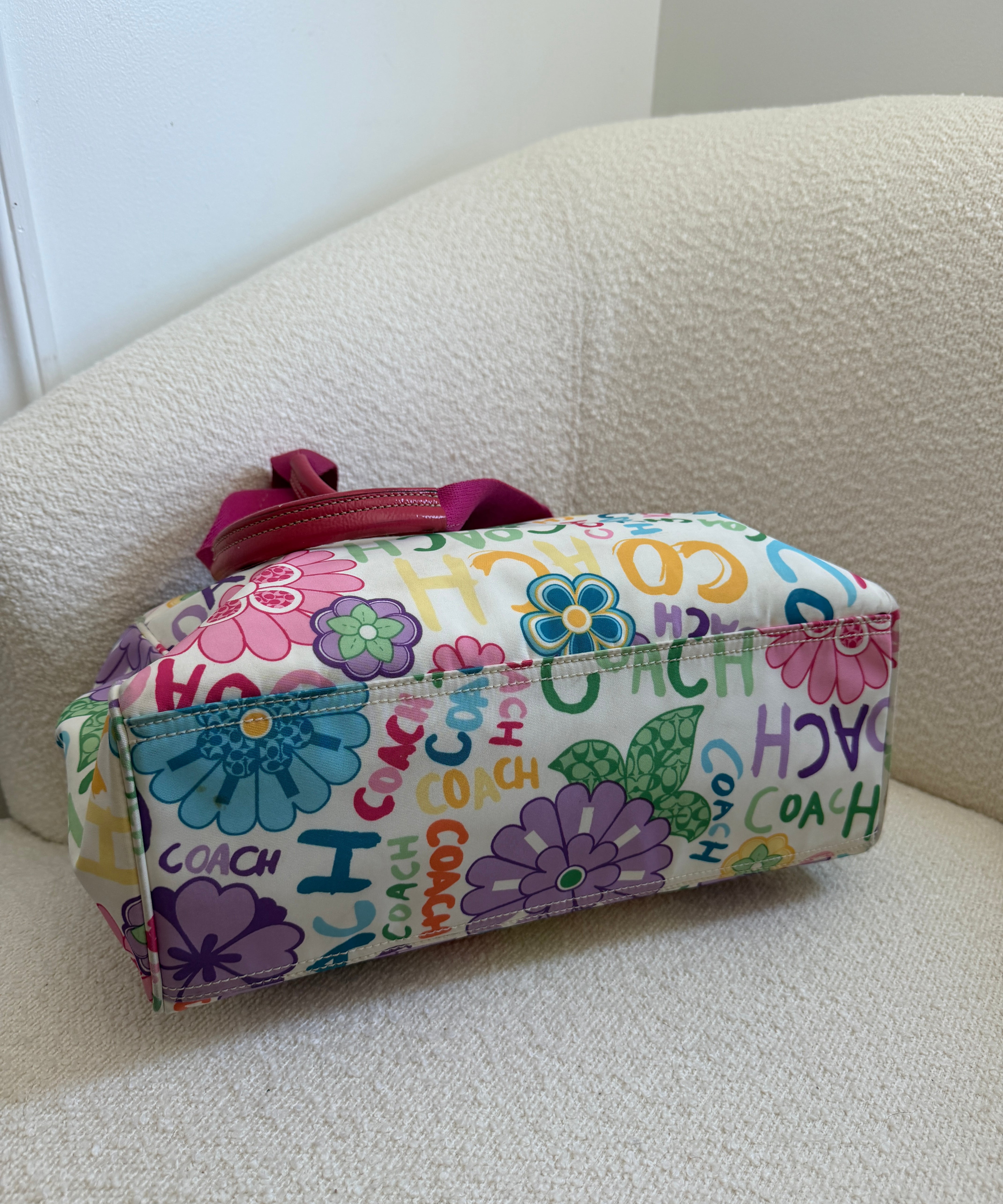 Coach Scribble Magenta Floral Tote Bag
