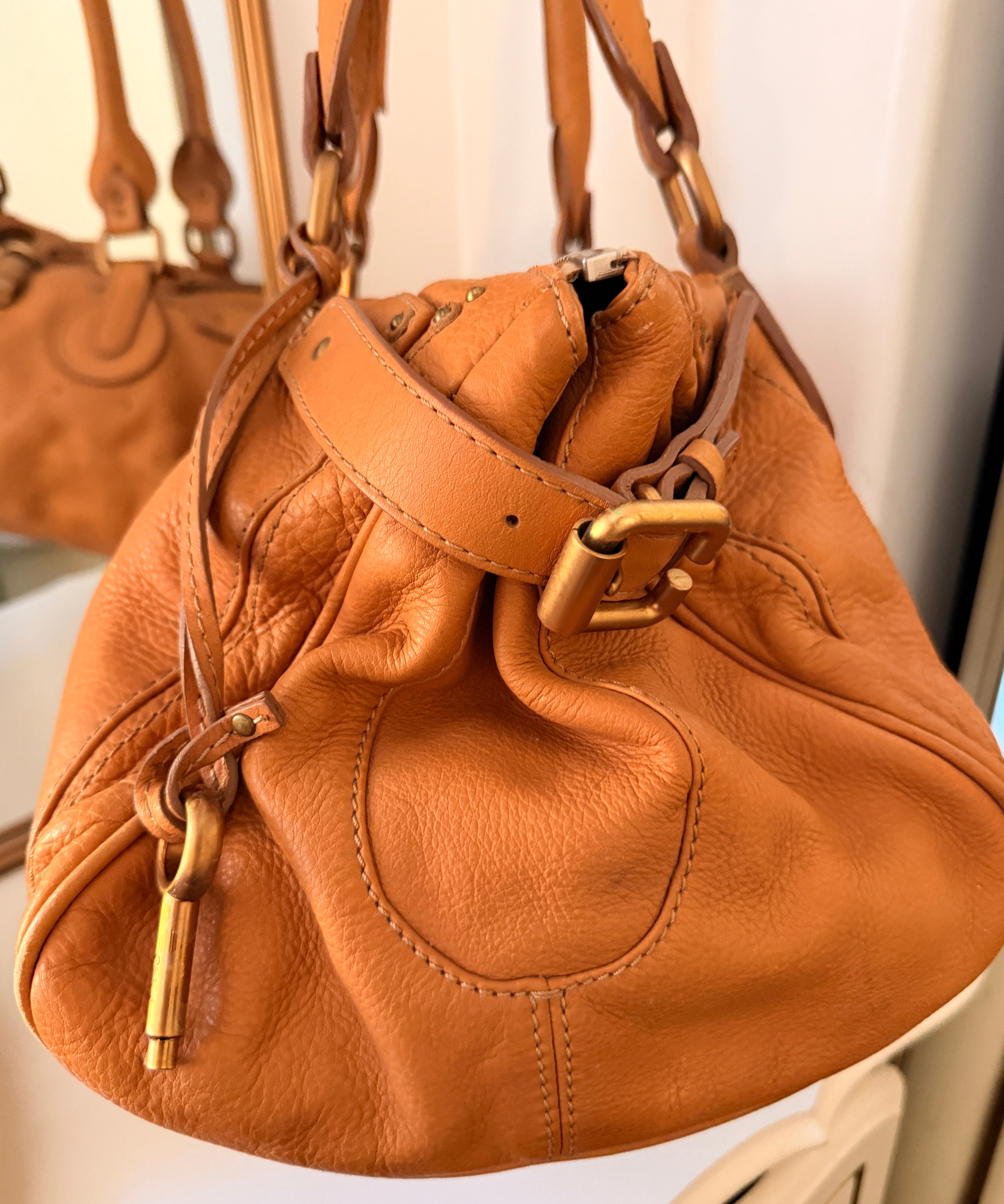 Chloe Tan Large Paddington Leather Shoulder Bag
