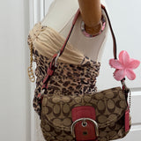 Rare Pink Trim Canvas Mini Soho Bag