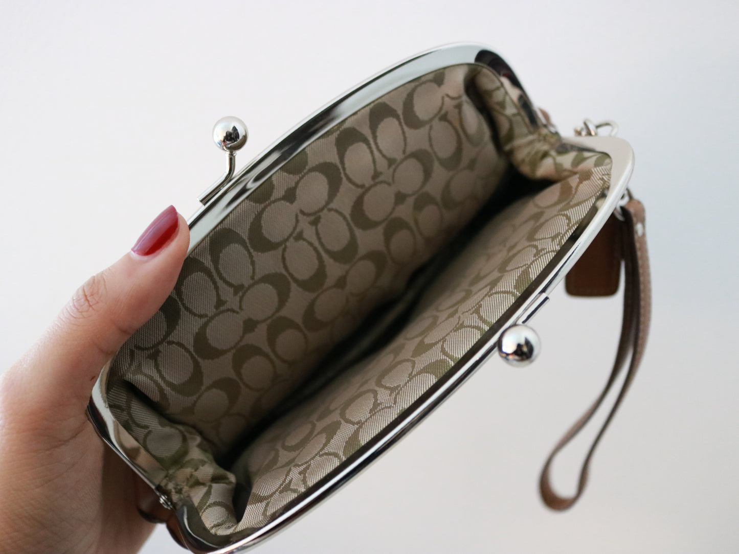 Coach Tan Kisslock Coin Purse