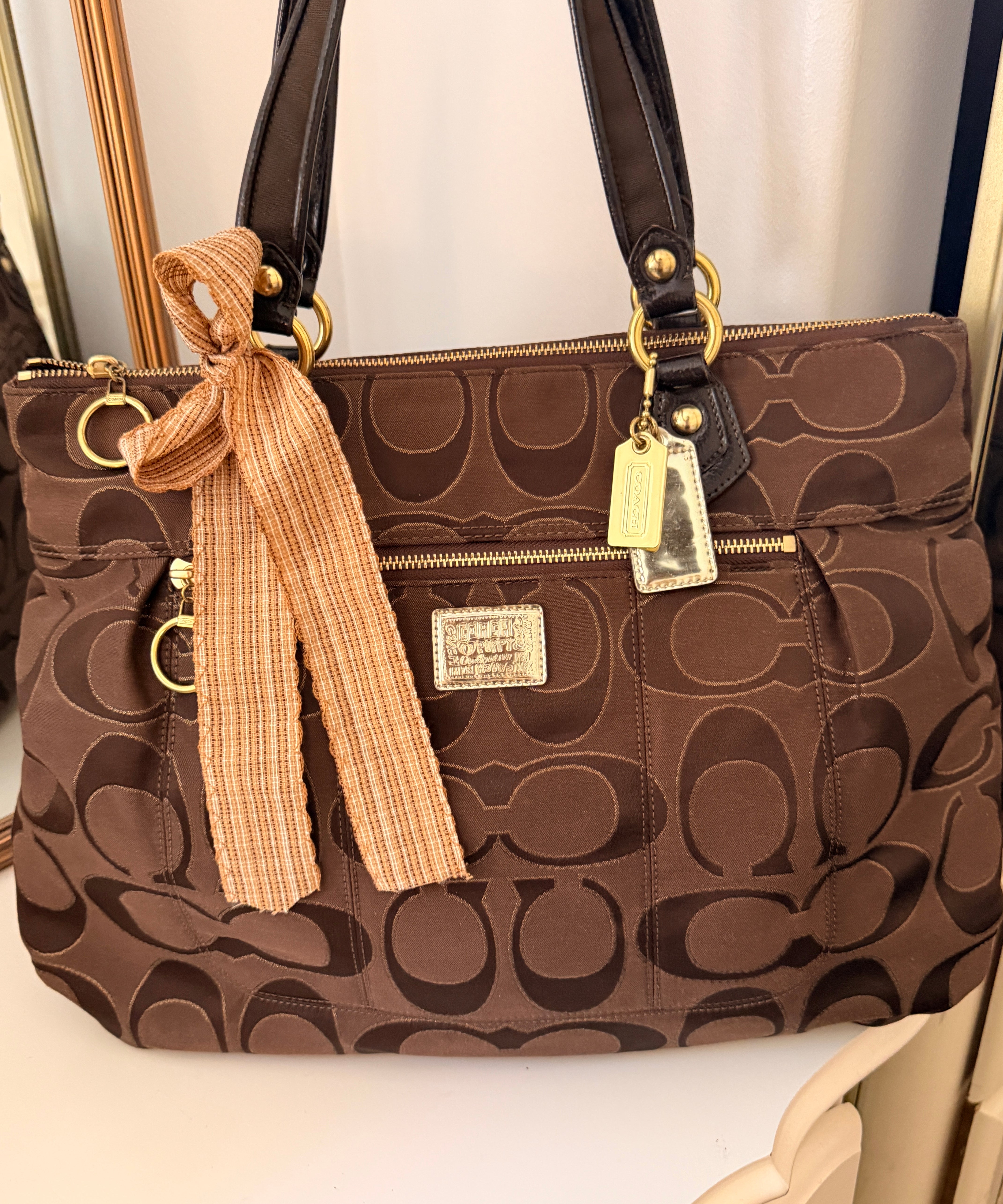 Coach Brown Poppy Tote Bag