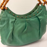 Teal Gucci Leather Bamboo Handle Studded Hobo