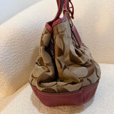Coach Red Trim Canvas Ergo Kisslock Bag