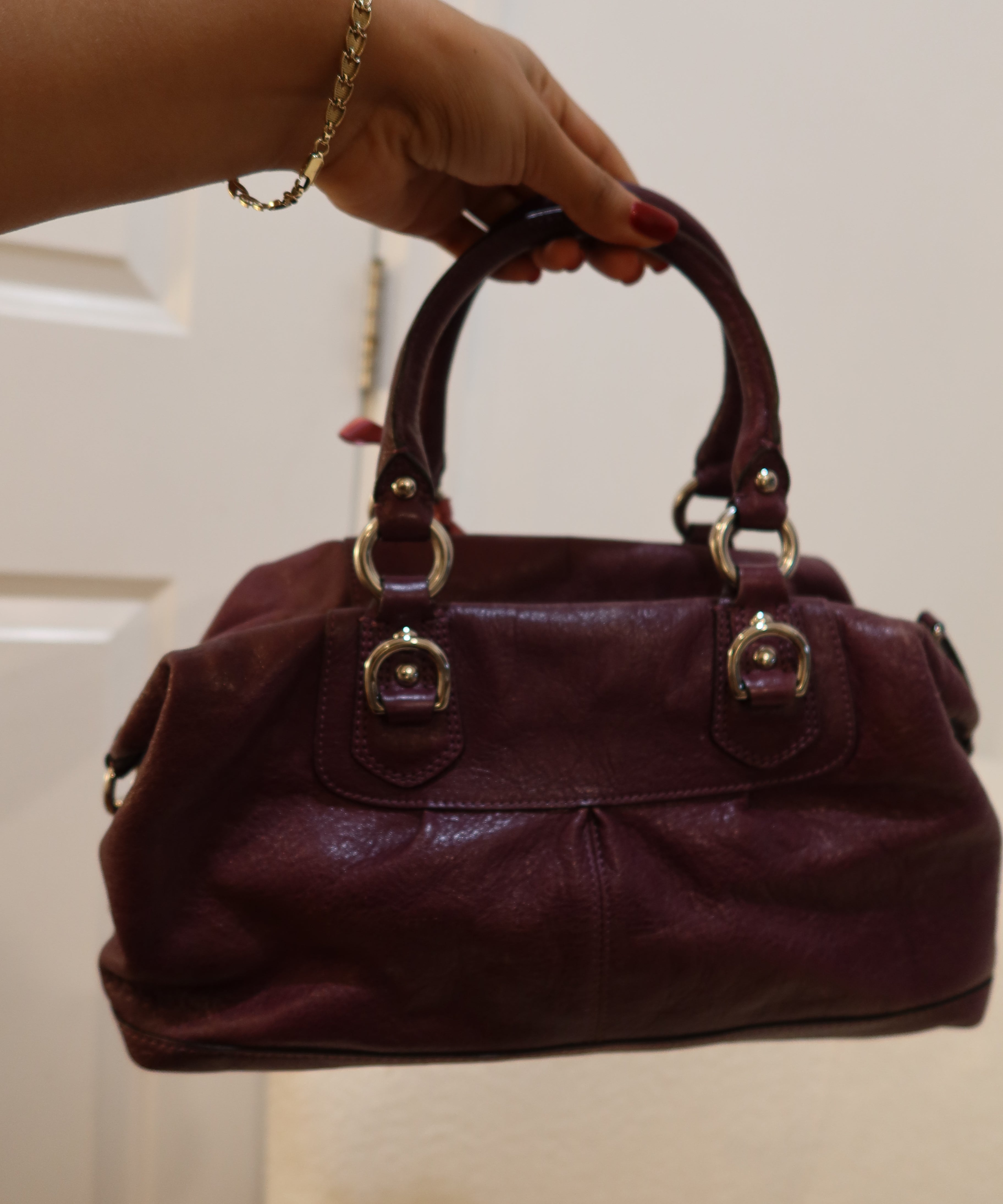 Plum Leather Coach Sabrina Madison Bag