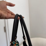 Black Leather Gucci D-Ring Large Shoulder Bag
