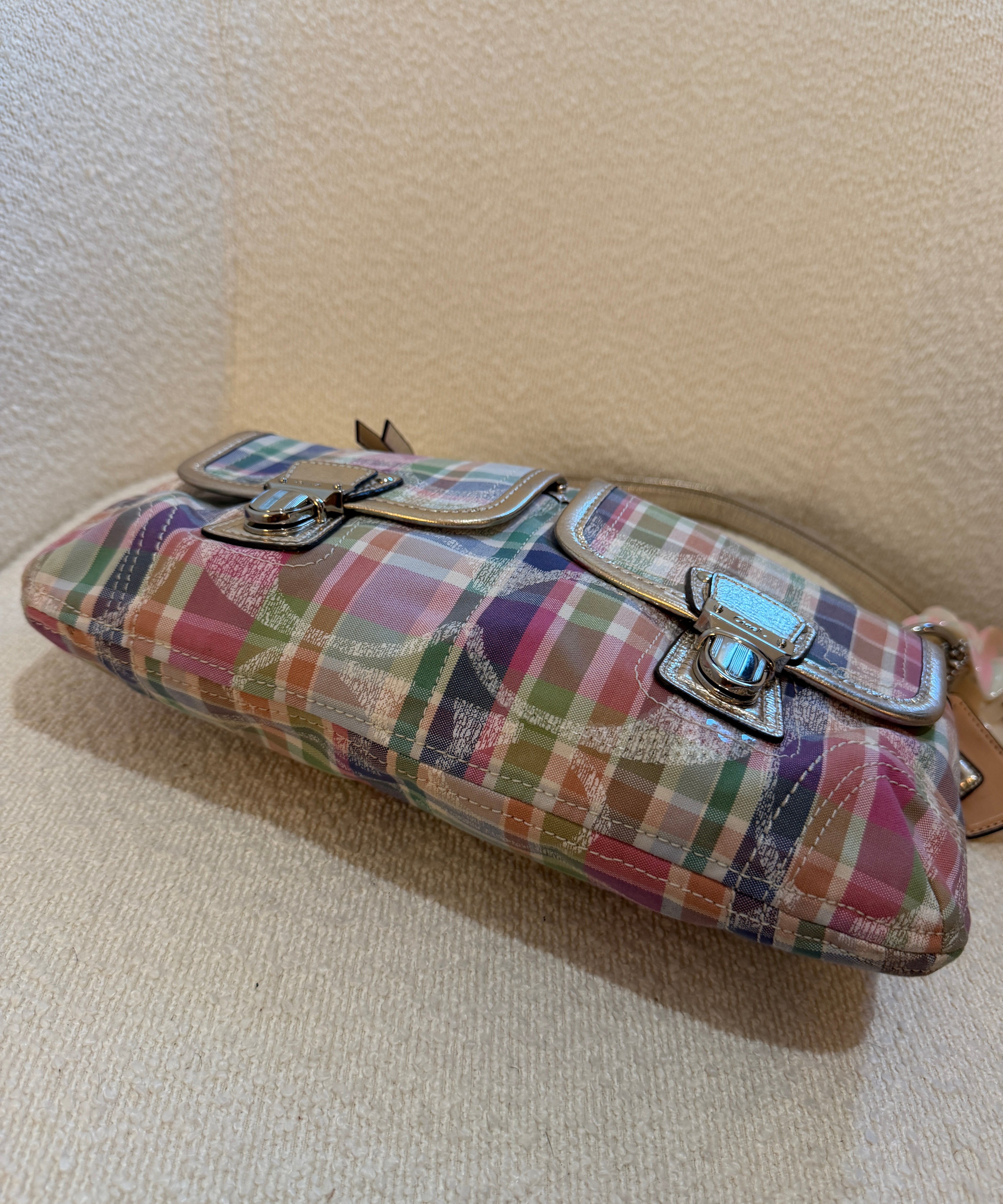Rare Coach Poppy Multicolored Plaid Madras Bag