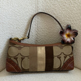 Rare Coach Brown Signature East West Baguette with Stripe