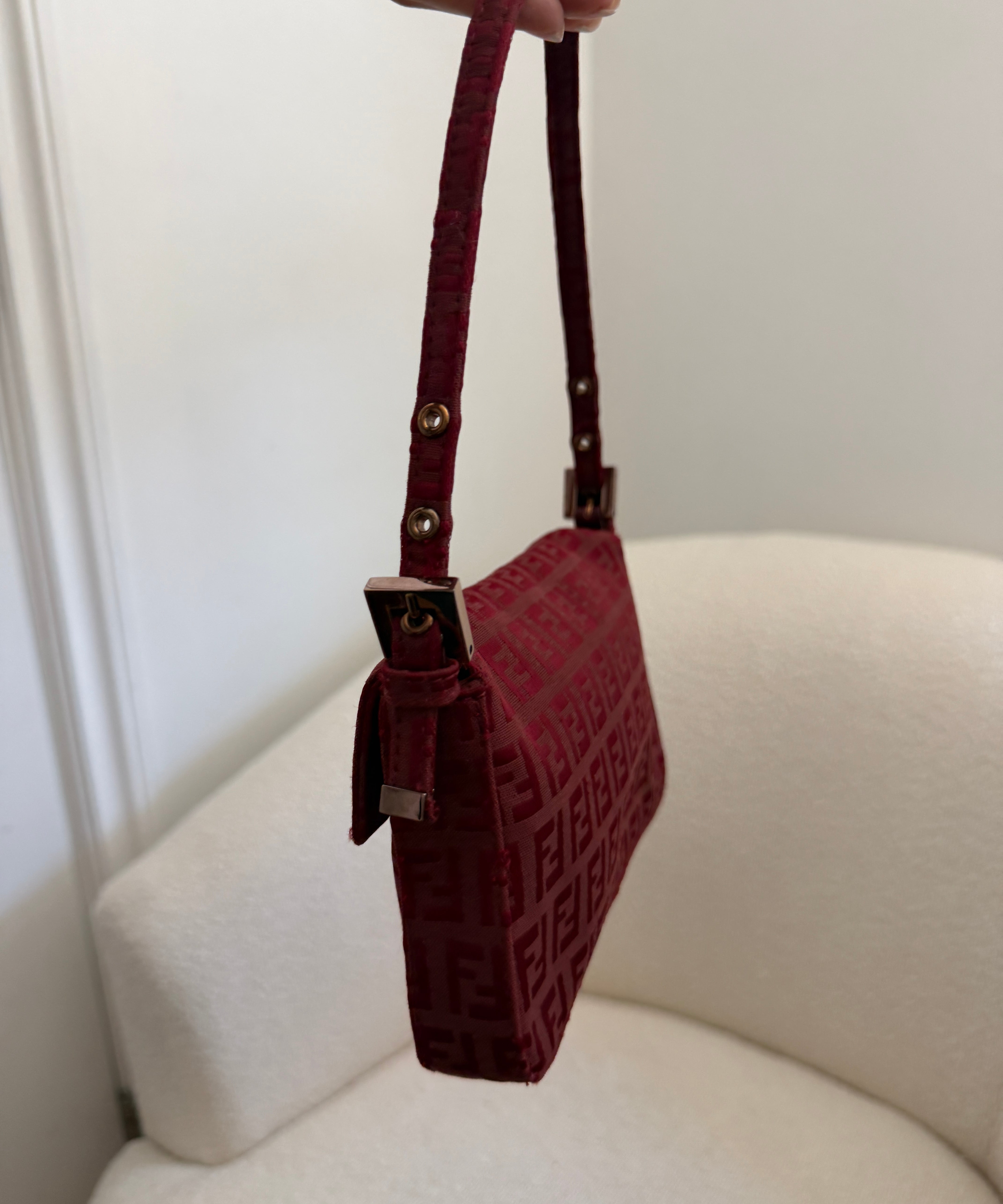 Red Mini Fendi Baguette Shoulder Bag