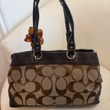 Coach Brown Trim Signature Tote Bag