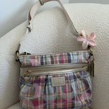 Coach Plaid Madras Poppy Medium Shoulder Bag
