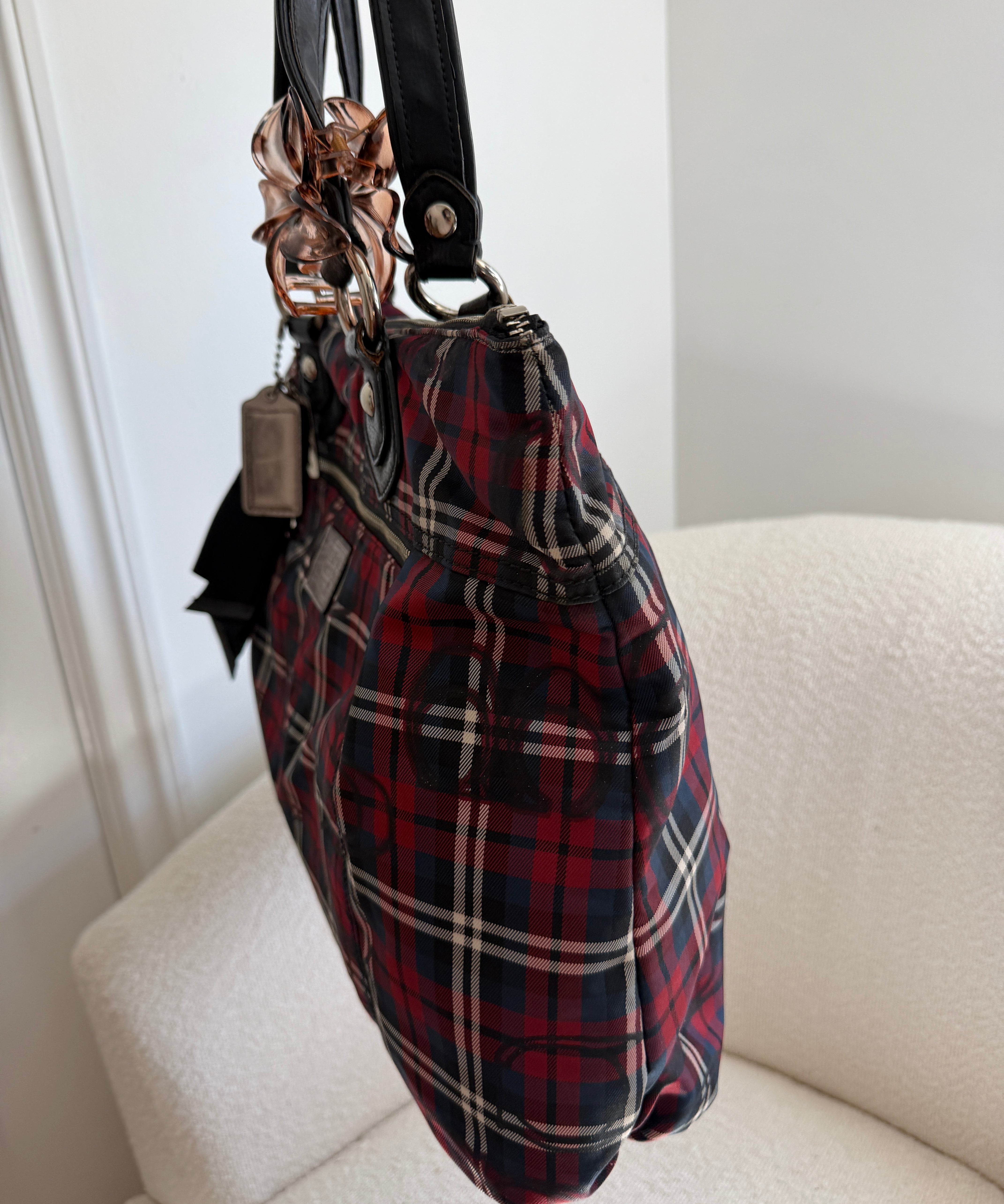 Coach Plaid Tartan Poppy Tote Bag